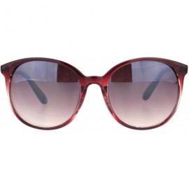 Round Womens 90s Round Butterfly Plastic Gradient Lens Sunglasses - Burgundy Gradient Burgundy - CE18NUOOX6U $10.08