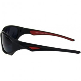 Rectangular Mens Classic 90s Aerodynamic Plastic Sport Warp Around Sunglasses - Matte Black Red Black - CN18RRQT009 $7.55