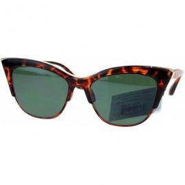 Oversized Womens High Point Squared Half Rim Look Cat Eye Sunglasses - Tortoise Black - C511ZFVWTZP $10.82