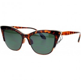 Oversized Womens High Point Squared Half Rim Look Cat Eye Sunglasses - Tortoise Black - C511ZFVWTZP $10.82