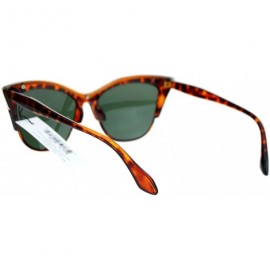 Oversized Womens High Point Squared Half Rim Look Cat Eye Sunglasses - Tortoise Black - C511ZFVWTZP $10.82