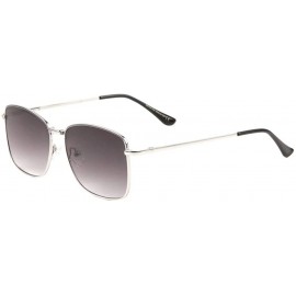 Butterfly Rounded Square Butterfly Thin Metal Frame Sunglasses - Smoke Silver - CD197A3GQIK $11.17