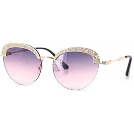 Round Fashion Round Metal Frame Sparkling Crystal Sunglasses UV Protection Eyewear Oversized - Pink - CC1906SE8KU $11.77