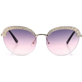 Round Fashion Round Metal Frame Sparkling Crystal Sunglasses UV Protection Eyewear Oversized - Pink - CC1906SE8KU $11.77