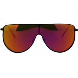 Shield Oversized Shield Fashion Sunglasses Flat Top Metal Frame Mirror Lens - Black (Fuchsia Mirror) - C6186HZWUTG $14.97