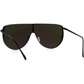 Shield Oversized Shield Fashion Sunglasses Flat Top Metal Frame Mirror Lens - Black (Fuchsia Mirror) - C6186HZWUTG $14.97