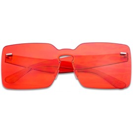 Rimless Colorful Bold Oversize One Piece Mono Block Full Shield Rimless Color Sunglasses - Red - CK18DANACNK $11.12