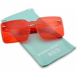 Rimless Colorful Bold Oversize One Piece Mono Block Full Shield Rimless Color Sunglasses - Red - CK18DANACNK $11.12