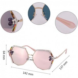 Goggle Sparkling Luxury Crystal Cutting Lens Sunglasses UV 400 Protection Rhinestone Sunglasses Fashion Eyewear - Pink - CZ19...