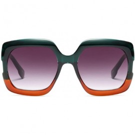 Rectangular Sunglasses Oversized Rectangular Frame Women's Fashion Sun Resin frame - Green Orange - CB18DWC7ZOS $12.44