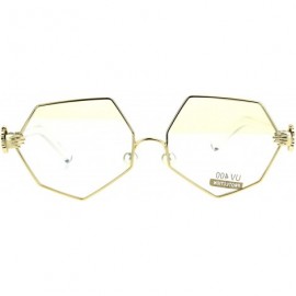 Rectangular Pearl Nose Pad Clown Hand Hinge Squared Metal Rim Eye Glasses - Gold - C8184YDLCC9 $11.57