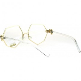 Rectangular Pearl Nose Pad Clown Hand Hinge Squared Metal Rim Eye Glasses - Gold - C8184YDLCC9 $11.57