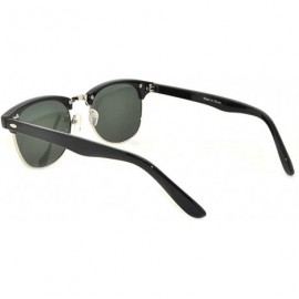 Round Retro Classic Sunglasses Metal Half Frame With Colored Lens Uv 400 - Black-silver Green - C911QDD6I51 $9.23