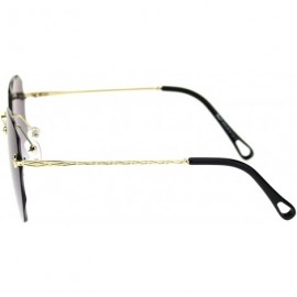 Rimless Womens Rimless Square Sunglasses Scallop Beveled Lens Gold Rim UV 400 - Gold - CG18WCYX5UR $11.23