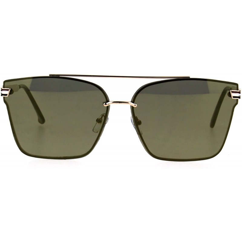 Rimless Color Mirrored Rimless Metal Horn Rim Flat Lens Sunglasses - All Gold - CU18367TGMG $16.98