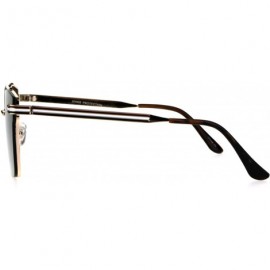 Rimless Color Mirrored Rimless Metal Horn Rim Flat Lens Sunglasses - All Gold - CU18367TGMG $16.98