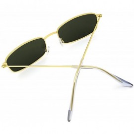 Round New Fashion Trend Vintage Rectangular Small Sunglasses for Men and Women - Golden Frame Green Lens - CJ18U6SN5HS $11.34