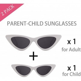 Cat Eye Vintage Cat Eye Sunglasses for Women and Girl Kids - Mother & daughter Matching - 1 Adult W/ 1 Kid(white) - CS18EILN3...