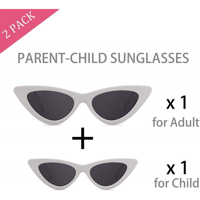 Cat Eye Vintage Cat Eye Sunglasses for Women and Girl Kids - Mother & daughter Matching - 1 Adult W/ 1 Kid(white) - CS18EILN3...