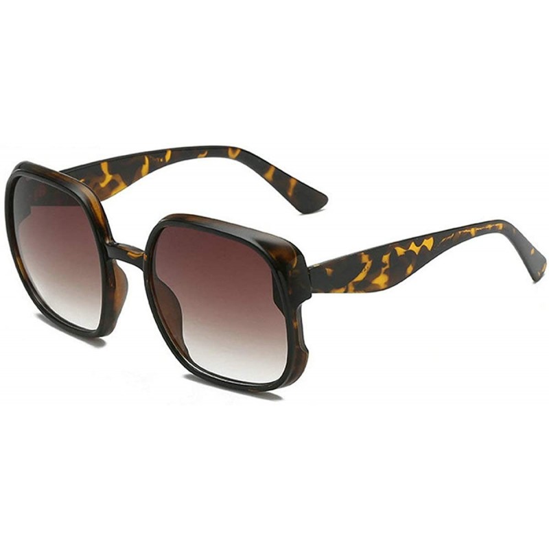 Goggle Fashion New Square Gradient sunglasses Large frame Lady sun glasses Mens Goggle uv400 - Leopard - CC18RSG83HA $13.13