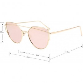 Cat Eye Cat Eye Mirrored Flat Lenses Fashion Metal Frame Women Sunglasses LS7805 - Gold Frame Pink Lenses - CD183938YHZ $15.62