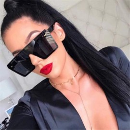 Oversized Oversized Square Sunglasses Women Luxury Fashion Flat Top Clear Lens One Piece Men Gafas Shade Mirror UV400 - 6 - C...