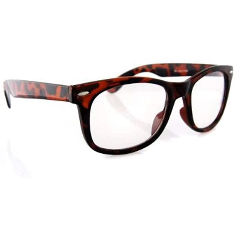 Wayfarer Vintage Buddy Holly Style Sunglasses Clear Lenses Brown Frame - C01138C5XDN $13.10