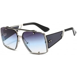 Square 2020 new trend fashion metal sunglasses men and women hot sunglasses - Grey Blue - CE1905E04Z9 $14.40