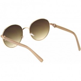 Round Womens Vintage Round Fashion Sunglasses Classy Chic Design UV 400 - Gold Beige (Brown) - CX18A2C9CIQ $12.10