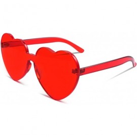 Round Rimless Heart Shaped Sunglasses Women One Piece Fashion Love Glasses B2419 - Red - CU18CMNMISE $11.95