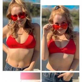 Round Rimless Heart Shaped Sunglasses Women One Piece Fashion Love Glasses B2419 - Red - CU18CMNMISE $11.95