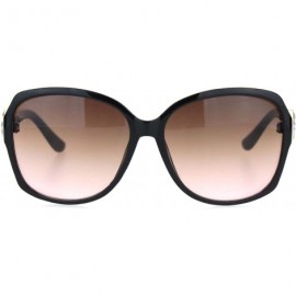 Oversized Womens Square Art Deco Rhinestone Jewel Butterfly Plastic Sunglasses - Black Pink Smoke - C818OQU84R9 $15.98