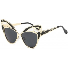 Oversized Cute Cat Eye Sunglasses Butterfly Sunglasses Merry Christmas Gift For Women - Gold/Black - CT126NIUD3X $18.25