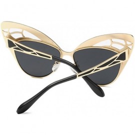 Oversized Cute Cat Eye Sunglasses Butterfly Sunglasses Merry Christmas Gift For Women - Gold/Black - CT126NIUD3X $18.25