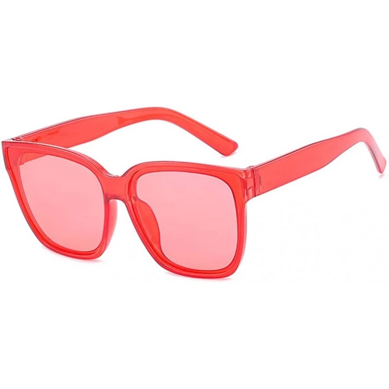 Square Unisex Sunglasses Fashion Bright Black Grey Drive Holiday Square Non-Polarized UV400 - Red - CE18RI0SO27 $10.96