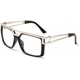 Oversized Newbee Fashion Oversized Clear Lens - 1990 Black/Silver - CB17XXSY62M $10.01