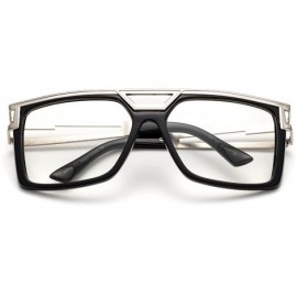 Oversized Newbee Fashion Oversized Clear Lens - 1990 Black/Silver - CB17XXSY62M $10.01