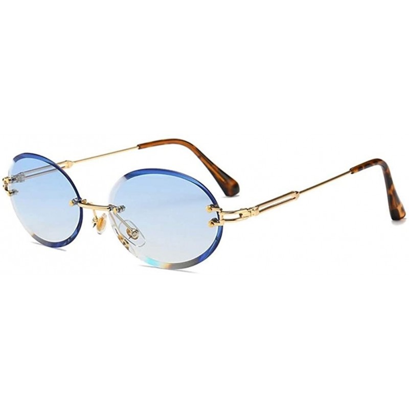 Rimless Oval Trimming Sunglasses for Women Rimless Gradient Shades UV400 - C5 - CJ1900CUE3O $9.51