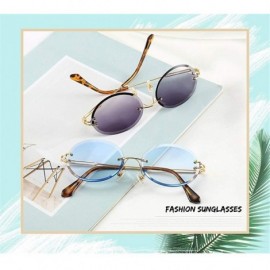 Rimless Oval Trimming Sunglasses for Women Rimless Gradient Shades UV400 - C5 - CJ1900CUE3O $9.51