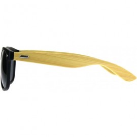 Wayfarer Real Bamboo Wood Temple Sunglasses Casual Horn Rim Matted Frame - Black (Black) - CP18D5KUOWO $10.26