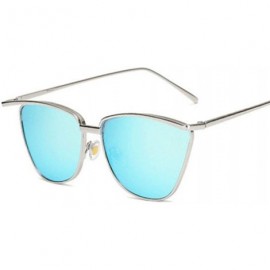 Aviator New Arrival 2019 Cateye Sunglasses Women Metal Vintage Luxury BlackGray - Silverblue - CQ18Y4SMCRL $8.69