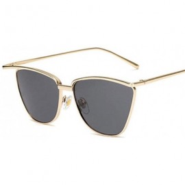 Aviator New Arrival 2019 Cateye Sunglasses Women Metal Vintage Luxury BlackGray - Silverblue - CQ18Y4SMCRL $8.69