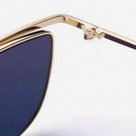 Aviator New Arrival 2019 Cateye Sunglasses Women Metal Vintage Luxury BlackGray - Silverblue - CQ18Y4SMCRL $8.69