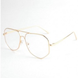 Oversized Irregular Metal Frame Street Fashion Designer Clear Lens Sunglasses - Gold/Clear - CH12O7GHDIX $10.33