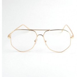 Oversized Irregular Metal Frame Street Fashion Designer Clear Lens Sunglasses - Gold/Clear - CH12O7GHDIX $10.33