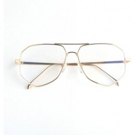 Oversized Irregular Metal Frame Street Fashion Designer Clear Lens Sunglasses - Gold/Clear - CH12O7GHDIX $10.33