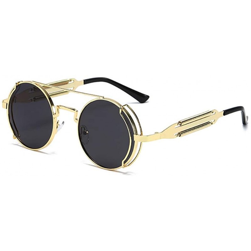 Sport Steampunk Sunglasses Unisex-Modern Fashion Shade Glasses-Round Metal Frame - B - CV190EEIC7N $36.53