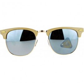 Wayfarer Silver Mirror Lens Half Horn Rim Classic Sunglasses - Beige - C412IS375RN $14.11