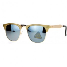 Wayfarer Silver Mirror Lens Half Horn Rim Classic Sunglasses - Beige - C412IS375RN $14.11