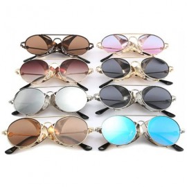 Round personality punk metal sunglasses female 2020 new round fashion retro hip hop men's sunglasses - Blue - CF193MRZ74S $11.73